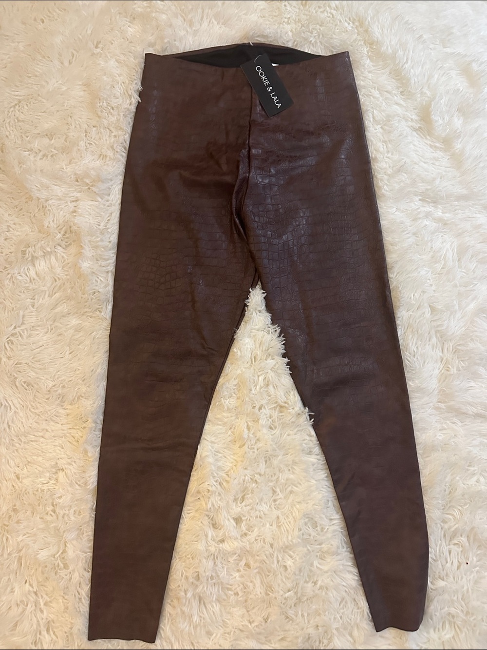 COOKE & LAVA Brown Croc-Embossed Women’s Jeggings - High-Rise Stretch